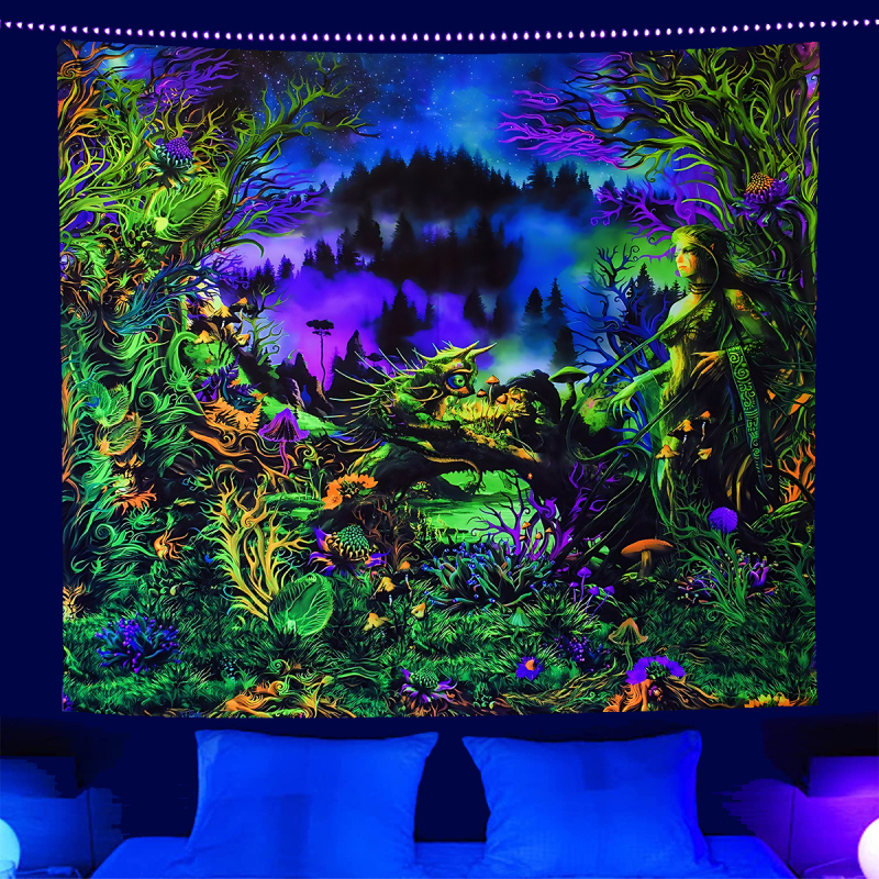 fluorescencinis gobelenas UV fluorescencinė mandala drugelio žvaigždynas fluorescencinis gobelenas namų kambario gobelenas gobeleno šaltinis gamykla