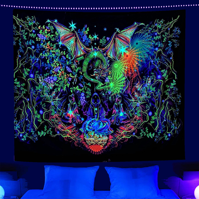 fluorescencinis gobelenas UV fluorescencinė mandala drugelio žvaigždynas fluorescencinis gobelenas namų kambario gobelenas gobeleno šaltinis gamykla