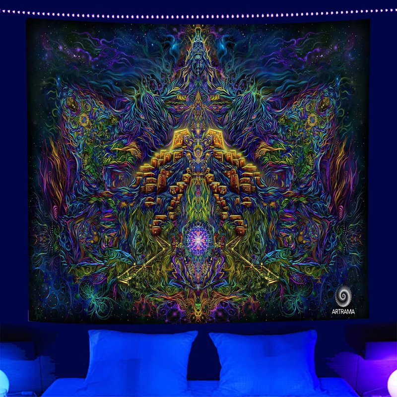 fluorescencinis gobelenas UV fluorescencinė mandala drugelio žvaigždynas fluorescencinis gobelenas namų kambario gobelenas gobeleno šaltinis gamykla