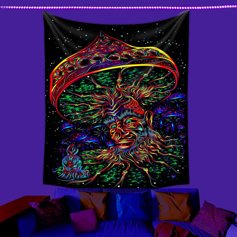 fluorescencinis gobelenas UV fluorescencinė mandala drugelio žvaigždynas fluorescencinis gobelenas namų kambario gobelenas gobeleno šaltinis gamykla