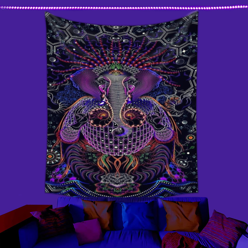 fluorescencinis gobelenas UV fluorescencinė mandala drugelio žvaigždynas fluorescencinis gobelenas namų kambario gobelenas gobeleno šaltinis gamykla