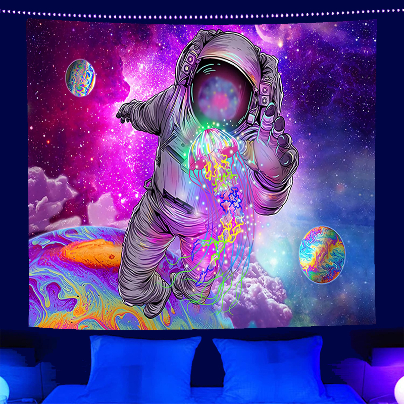 fluorescencinis gobelenas UV fluorescencinė mandala drugelio žvaigždynas fluorescencinis gobelenas namų kambario gobelenas gobeleno šaltinis gamykla