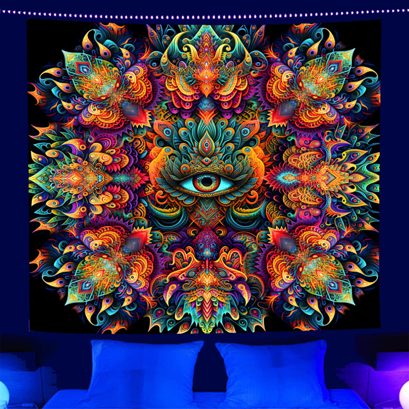 fluorescencinis gobelenas UV fluorescencinė mandala drugelio žvaigždynas fluorescencinis gobelenas namų kambario gobelenas gobeleno šaltinis gamykla