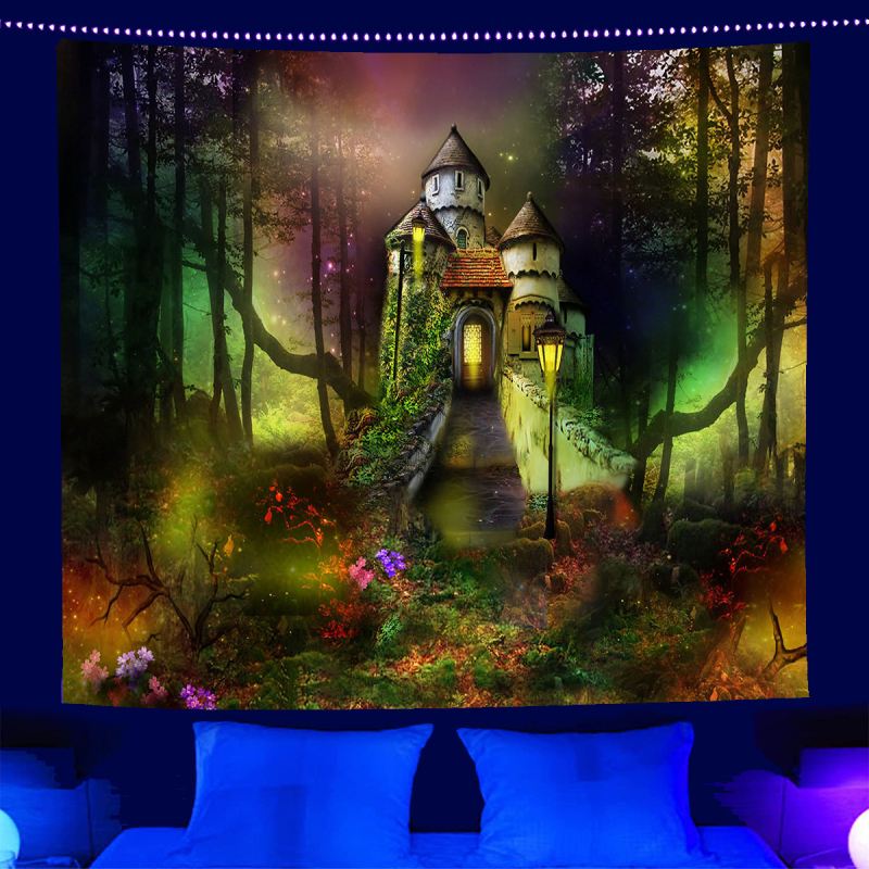 fluorescencinis gobelenas UV fluorescencinė mandala drugelio žvaigždynas fluorescencinis gobelenas namų kambario gobelenas gobeleno šaltinis gamykla