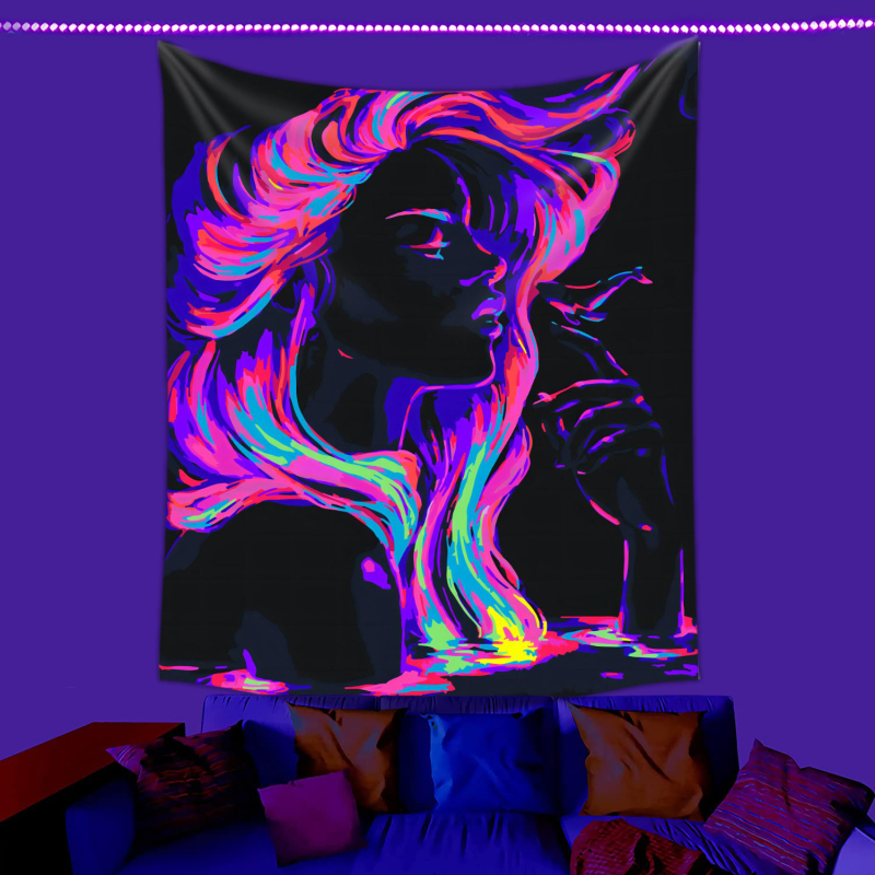 fluorescencinis gobelenas UV fluorescencinė mandala drugelio žvaigždynas fluorescencinis gobelenas namų kambario gobelenas gobeleno šaltinis gamykla