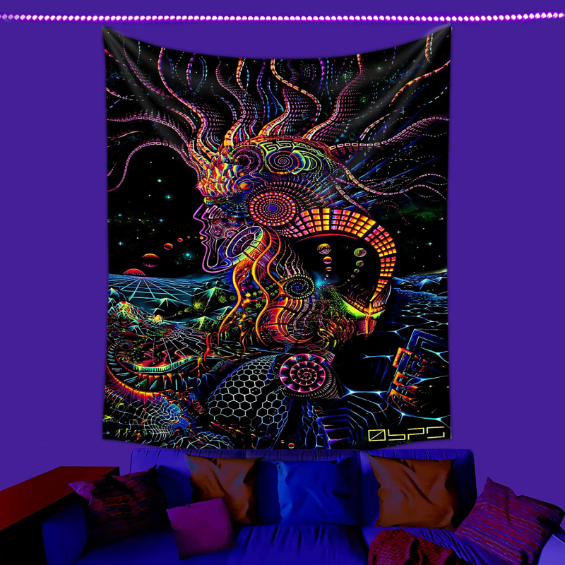 fluorescencinis gobelenas UV fluorescencinė mandala drugelio žvaigždynas fluorescencinis gobelenas namų kambario gobelenas gobeleno šaltinis gamykla