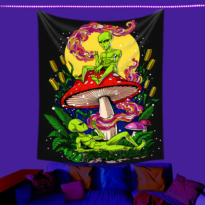 fluorescencinis gobelenas UV fluorescencinė mandala drugelio žvaigždynas fluorescencinis gobelenas namų kambario gobelenas gobeleno šaltinis gamykla