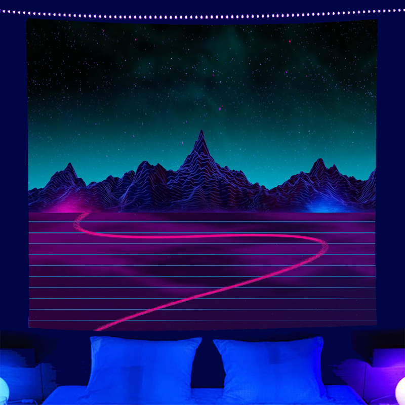 fluorescencinis gobelenas UV fluorescencinė mandala drugelio žvaigždynas fluorescencinis gobelenas namų kambario gobelenas gobeleno šaltinis gamykla