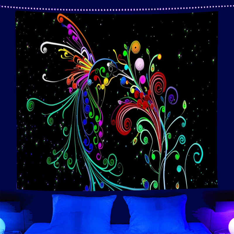 fluorescencinis gobelenas UV fluorescencinė mandala drugelio žvaigždynas fluorescencinis gobelenas namų kambario gobelenas gobeleno šaltinis gamykla