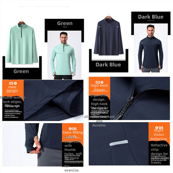 Sügis- ja talvespordi pikkade varrukatega meeste T-särk, poolpikk lukuga jooksuriided, õues kasutamiseks mõeldud treeningriided, hingavad elastsed ja kiiresti kuivavad riided