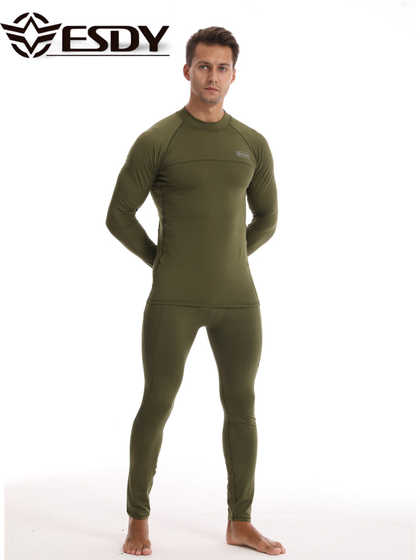ESDY nauji apvalios kaklo vyriški sportiniai kamufliažiniai apatiniai drabužiai, kryžminiai, laisvalaikio stiliaus, šiltas kostiumas, atsparus šalčiui, 175 laipsnių kampu