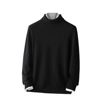 Vyriškas megztinis „Gryna spalva“ 2025 m. rudens ir žiemos naujiems, šiltiems, juodiems marškiniams iki vidurio apykaklės, kvėpuojantiems ir ilgaamžiams.