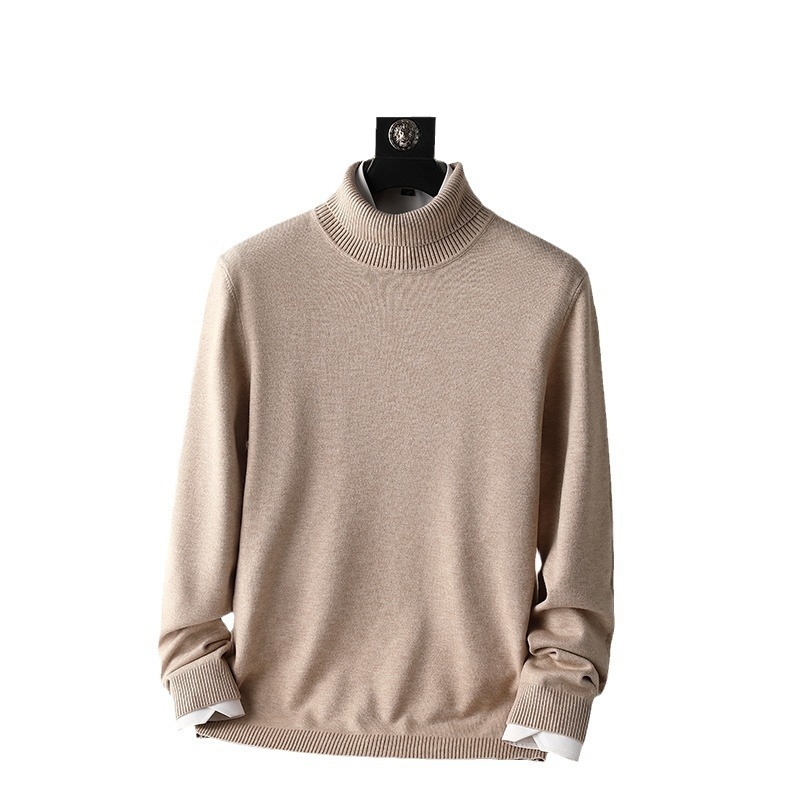 Vyriškas megztinis „Gryna spalva“ 2025 m. rudens ir žiemos naujiems, šiltiems, juodiems marškiniams iki vidurio apykaklės, kvėpuojantiems ir ilgaamžiams.