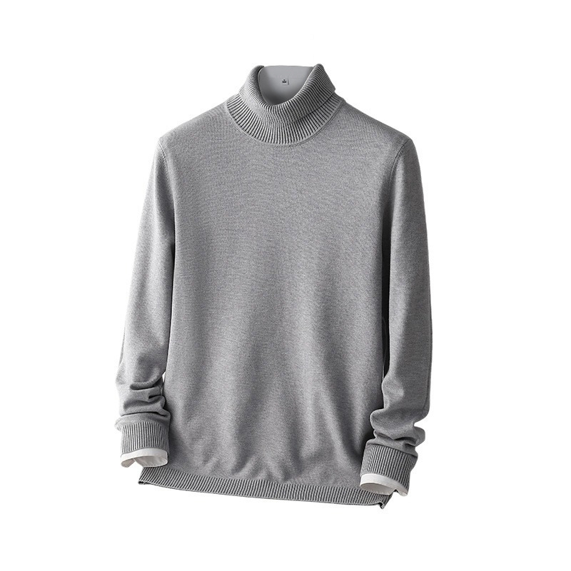 Vyriškas megztinis „Gryna spalva“ 2025 m. rudens ir žiemos naujiems, šiltiems, juodiems marškiniams iki vidurio apykaklės, kvėpuojantiems ir ilgaamžiams.