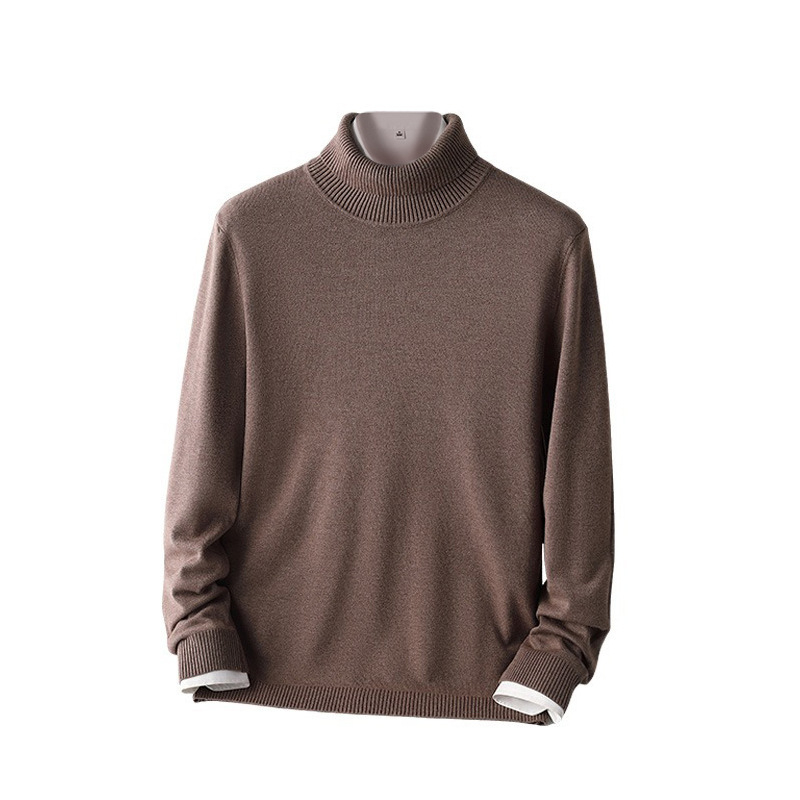 Vyriškas megztinis „Gryna spalva“ 2025 m. rudens ir žiemos naujiems, šiltiems, juodiems marškiniams iki vidurio apykaklės, kvėpuojantiems ir ilgaamžiams.