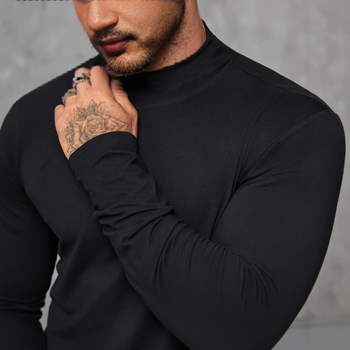 Cezhraničné pre rok 2025 európske a americké pánske jesenné tričko s dlhým rukávom, zahraničný obchod, pánske základné tričko, priliehavé pánske tričko s golierom