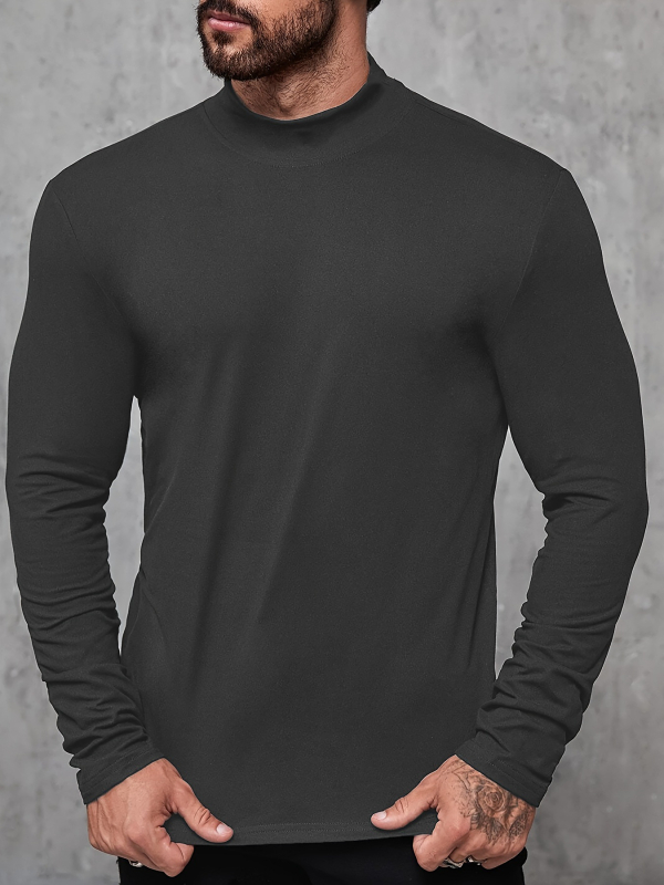 Cezhraničné pre rok 2025 európske a americké pánske jesenné tričko s dlhým rukávom, zahraničný obchod, pánske základné tričko, priliehavé pánske tričko s golierom