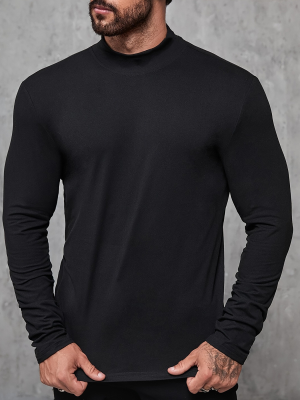 Cezhraničné pre rok 2025 európske a americké pánske jesenné tričko s dlhým rukávom, zahraničný obchod, pánske základné tričko, priliehavé pánske tričko s golierom