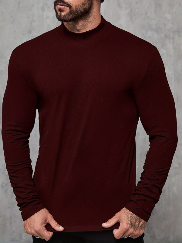 Cezhraničné pre rok 2025 európske a americké pánske jesenné tričko s dlhým rukávom, zahraničný obchod, pánske základné tričko, priliehavé pánske tričko s golierom