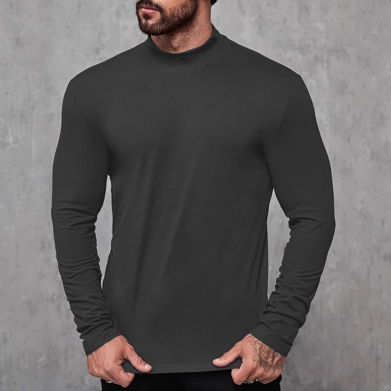 Cezhraničné pre rok 2025 európske a americké pánske jesenné tričko s dlhým rukávom, zahraničný obchod, pánske základné tričko, priliehavé pánske tričko s golierom