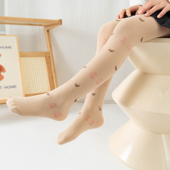 Jalatuteta sokid laste sukkpüksid 2024 suvised uued tüdrukute kassipojamustriga ühe kehaga tantsusokid pealisrõivad retuusid