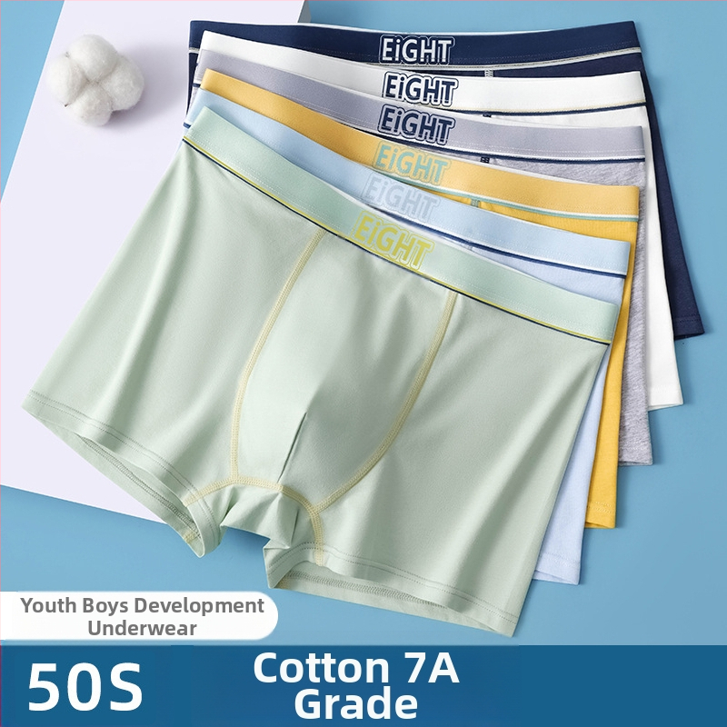 Ново мъжко бельо, памучни боксерки клас А, големи размери, със средна талия, бързосъхнещи, дишащи, с четири ъгъла, за глава