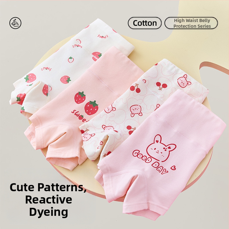 Момичешко бельо от чист памук, клас А, памучни боксерки с висока талия и защита за корема, за момичета, есенни и зимни шорти без закопчаване на дупето