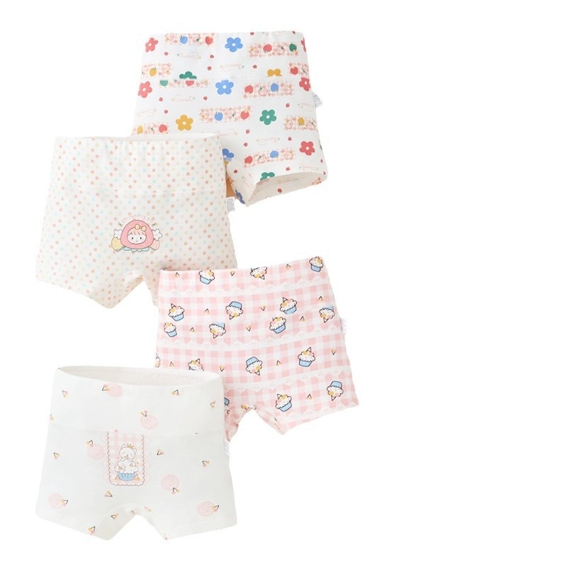 Mergaičių apatiniai iš grynos medvilnės, A klasės medvilnės, aukštu juosmeniu, pilvuką apsaugantys bokseriai. Mergaičių rudens vidurio ir žiemos šortai be sėdmenų kirpimo.