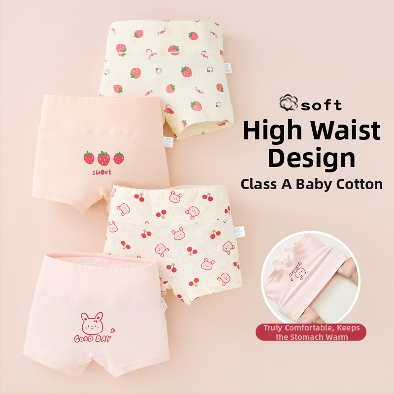 Mergaičių apatiniai iš grynos medvilnės, A klasės medvilnės, aukštu juosmeniu, pilvuką apsaugantys bokseriai. Mergaičių rudens vidurio ir žiemos šortai be sėdmenų kirpimo.