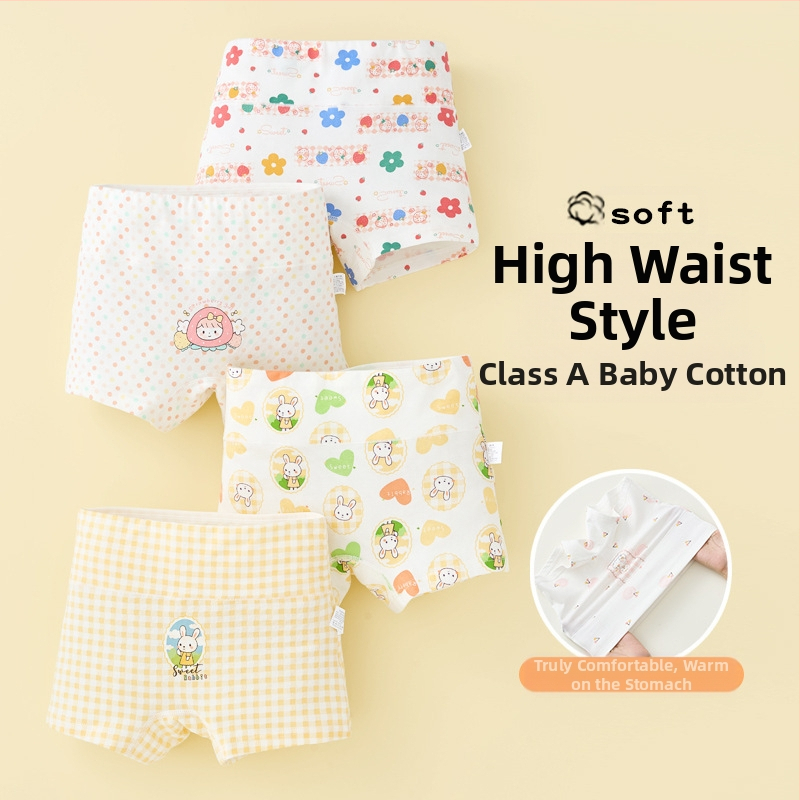 Mergaičių apatiniai iš grynos medvilnės, A klasės medvilnės, aukštu juosmeniu, pilvuką apsaugantys bokseriai. Mergaičių rudens vidurio ir žiemos šortai be sėdmenų kirpimo.