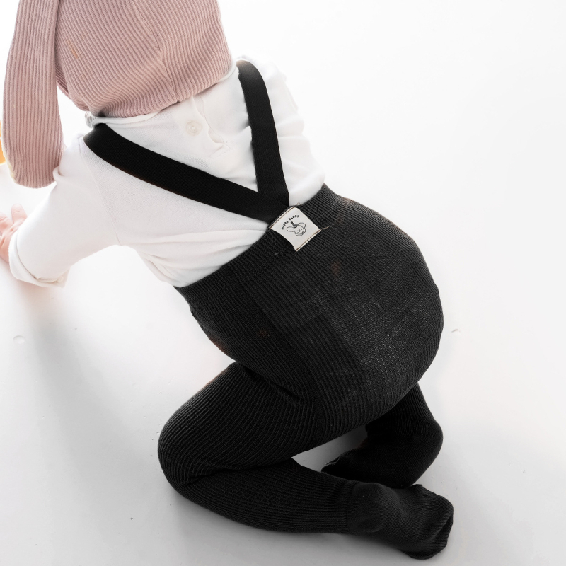 Пролетни и есенни модни универсални детски панталони за вдигане на тежести за момичета, едноцветни райета, европейски и американски стил, клинове с каишка