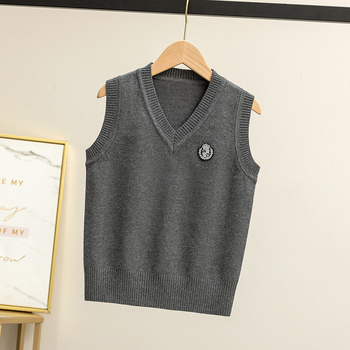 Keskmise ja suure laste koolivormiriided 2025. aasta sügiseseks preppy stiilis kootud vestid lasteaiavormiriided poistele ja tüdrukutele puhasvärvilised V-kaelusega kampsunid hulgimüügist