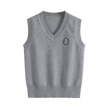 Keskmise ja suure laste koolivormiriided 2025. aasta sügiseseks preppy stiilis kootud vestid lasteaiavormiriided poistele ja tüdrukutele puhasvärvilised V-kaelusega kampsunid hulgimüügist