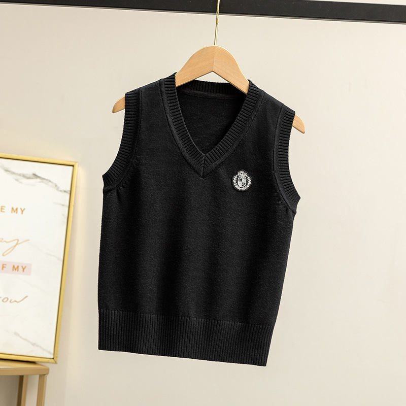 Keskmise ja suure laste koolivormiriided 2025. aasta sügiseseks preppy stiilis kootud vestid lasteaiavormiriided poistele ja tüdrukutele puhasvärvilised V-kaelusega kampsunid hulgimüügist