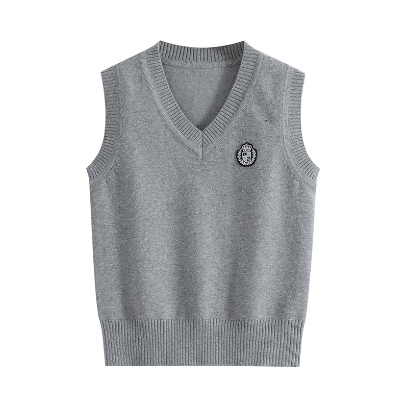 Keskmise ja suure laste koolivormiriided 2025. aasta sügiseseks preppy stiilis kootud vestid lasteaiavormiriided poistele ja tüdrukutele puhasvärvilised V-kaelusega kampsunid hulgimüügist