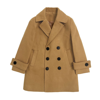 Μάλλινο παλτό για αγόρια, βαμβακερό και παχύ μάλλινο παλτό για φθινόπωρο και χειμώνα, παιδικό ζεστό μάλλινο παλτό με πέτο σε κορεατικό στιλ