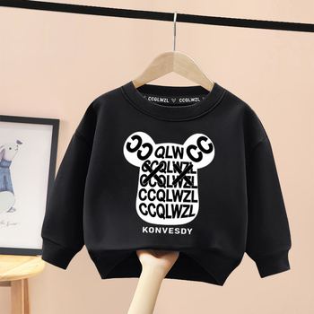 Tvornica veleprodaje 2023 novi dječji džemper proljeće i jesen crtani zapadnjački stil od čistog pamuka s flis podstavom od zadebljanog zimskog topića