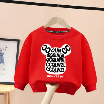 Tvornica veleprodaje 2023 novi dječji džemper proljeće i jesen crtani zapadnjački stil od čistog pamuka s flis podstavom od zadebljanog zimskog topića