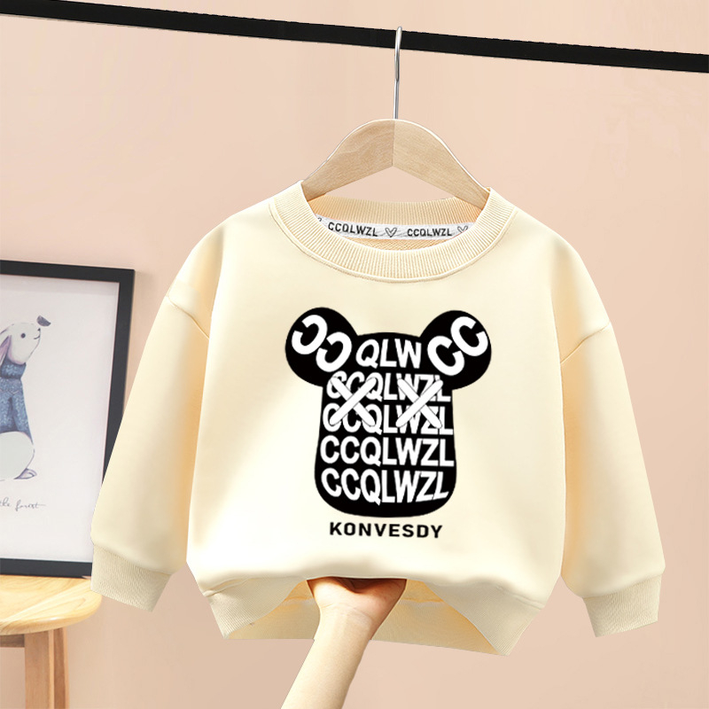 Tvornica veleprodaje 2023 novi dječji džemper proljeće i jesen crtani zapadnjački stil od čistog pamuka s flis podstavom od zadebljanog zimskog topića