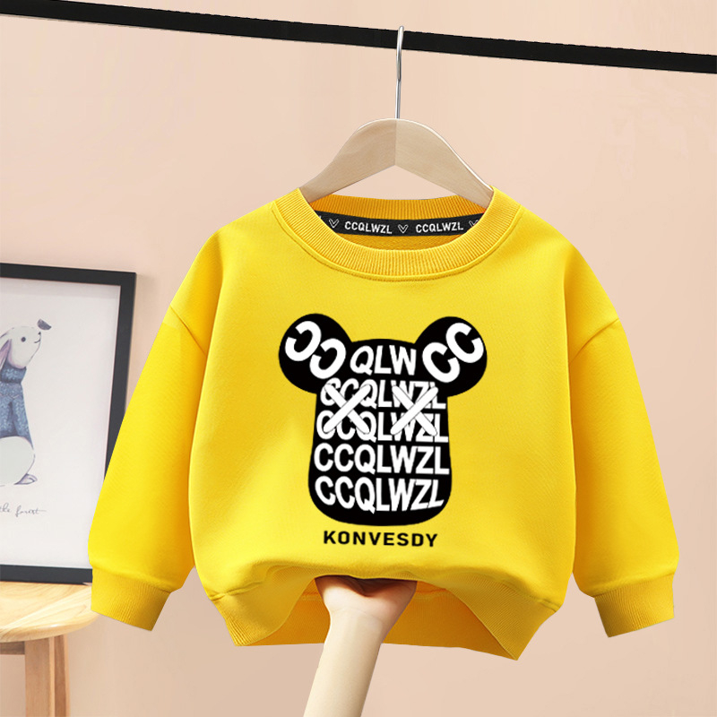 Tvornica veleprodaje 2023 novi dječji džemper proljeće i jesen crtani zapadnjački stil od čistog pamuka s flis podstavom od zadebljanog zimskog topića