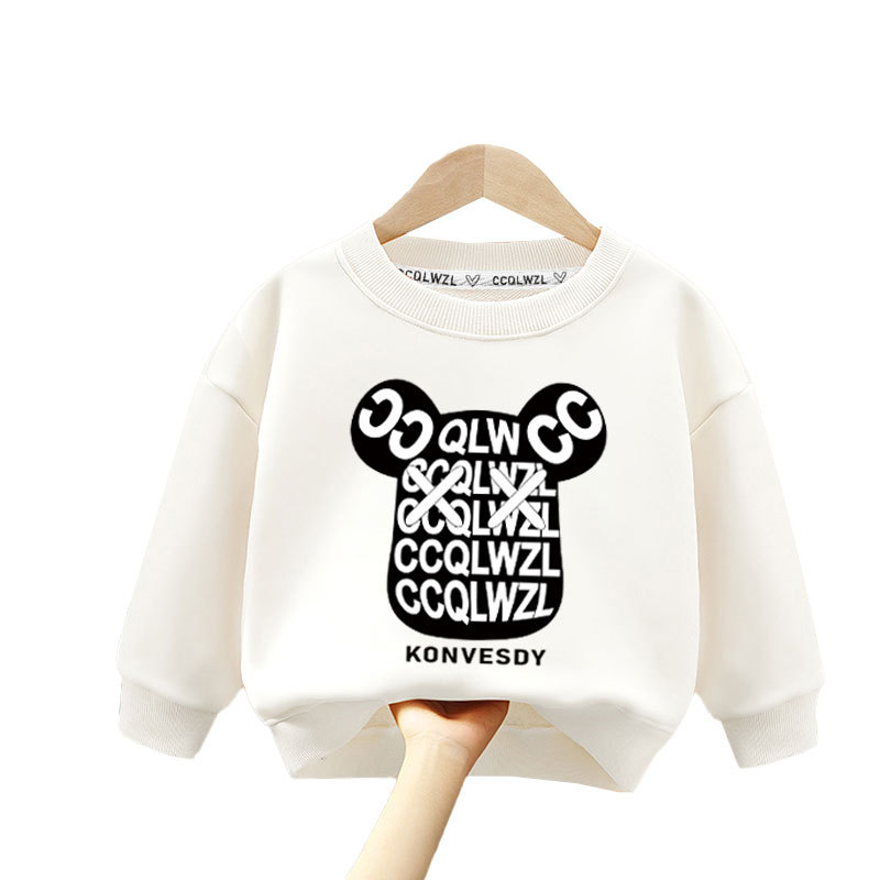 Tvornica veleprodaje 2023 novi dječji džemper proljeće i jesen crtani zapadnjački stil od čistog pamuka s flis podstavom od zadebljanog zimskog topića