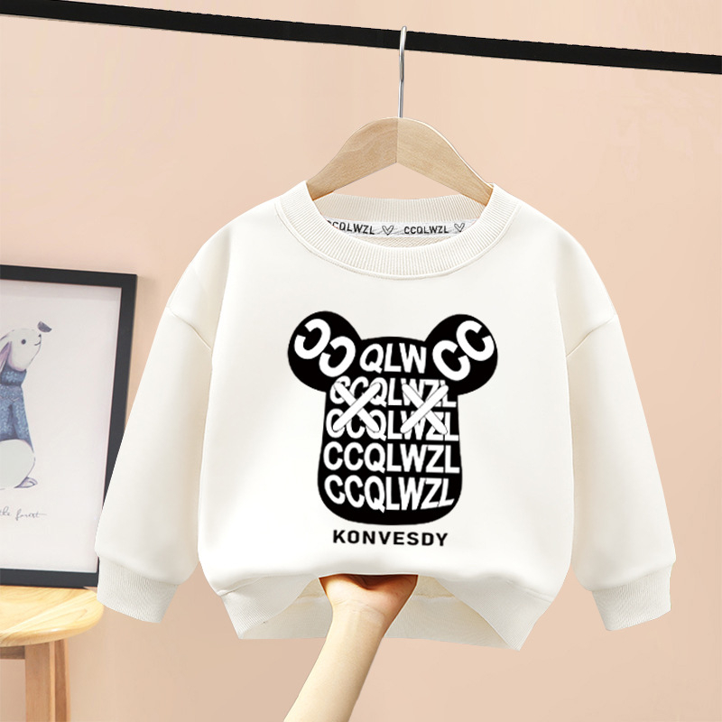 Tvornica veleprodaje 2023 novi dječji džemper proljeće i jesen crtani zapadnjački stil od čistog pamuka s flis podstavom od zadebljanog zimskog topića