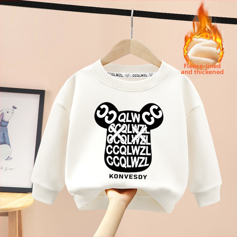 Tvornica veleprodaje 2023 novi dječji džemper proljeće i jesen crtani zapadnjački stil od čistog pamuka s flis podstavom od zadebljanog zimskog topića