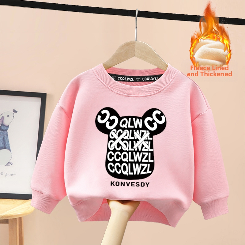 Tvornica veleprodaje 2023 novi dječji džemper proljeće i jesen crtani zapadnjački stil od čistog pamuka s flis podstavom od zadebljanog zimskog topića