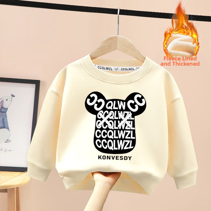 Tvornica veleprodaje 2023 novi dječji džemper proljeće i jesen crtani zapadnjački stil od čistog pamuka s flis podstavom od zadebljanog zimskog topića