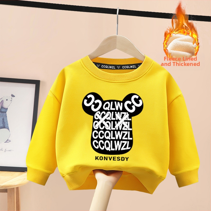 Tvornica veleprodaje 2023 novi dječji džemper proljeće i jesen crtani zapadnjački stil od čistog pamuka s flis podstavom od zadebljanog zimskog topića