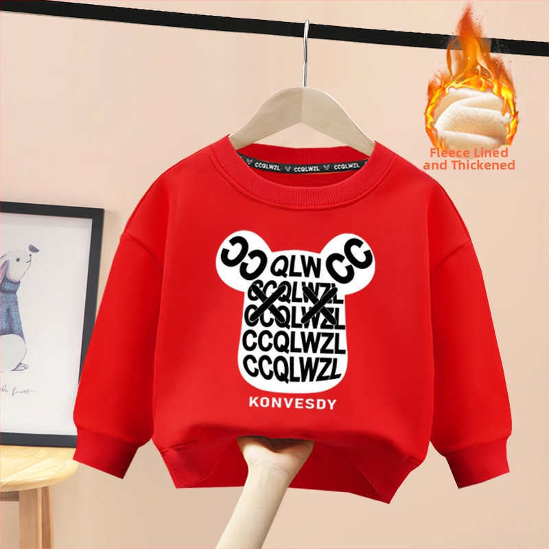 Tvornica veleprodaje 2023 novi dječji džemper proljeće i jesen crtani zapadnjački stil od čistog pamuka s flis podstavom od zadebljanog zimskog topića