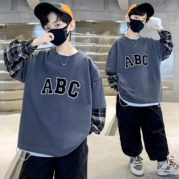 Poiste kampsunid, lahtised, laste võltskaheosalised kevad- ja sügisriided, keskmised ja suured, laste 2024. aasta uued poiste topid, moekad kevadriided