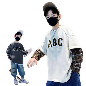 Poiste kampsunid, lahtised, laste võltskaheosalised kevad- ja sügisriided, keskmised ja suured, laste 2024. aasta uued poiste topid, moekad kevadriided