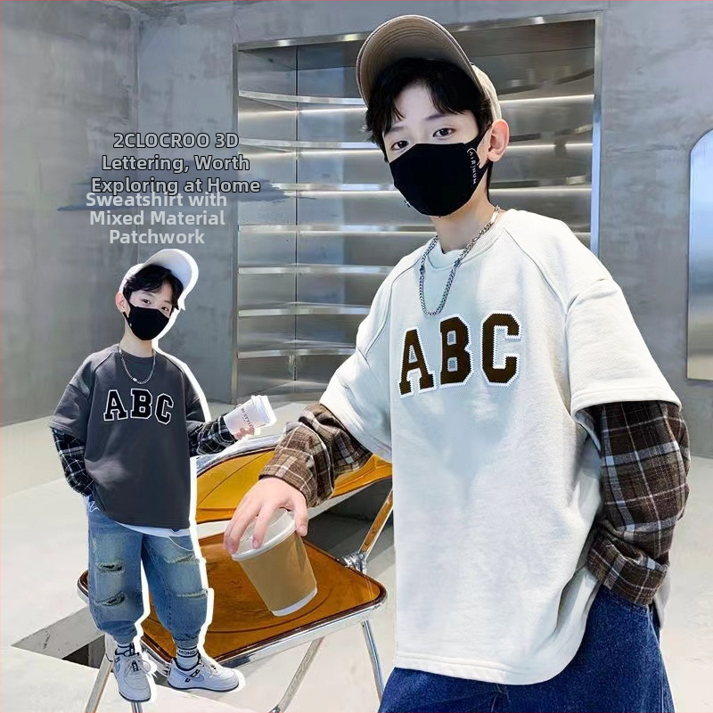 Poiste kampsunid, lahtised, laste võltskaheosalised kevad- ja sügisriided, keskmised ja suured, laste 2024. aasta uued poiste topid, moekad kevadriided